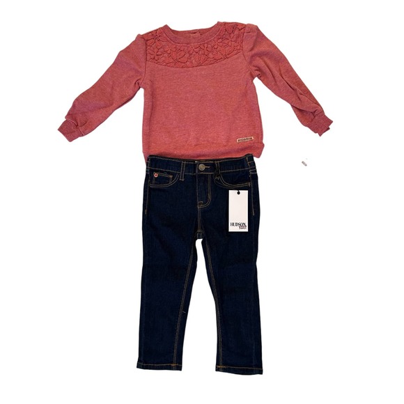 Hudson Adorable 2-Piece Set - Jeans & Long Sleeve Shirt, Size 2T K32 * - Picture 8 of 8